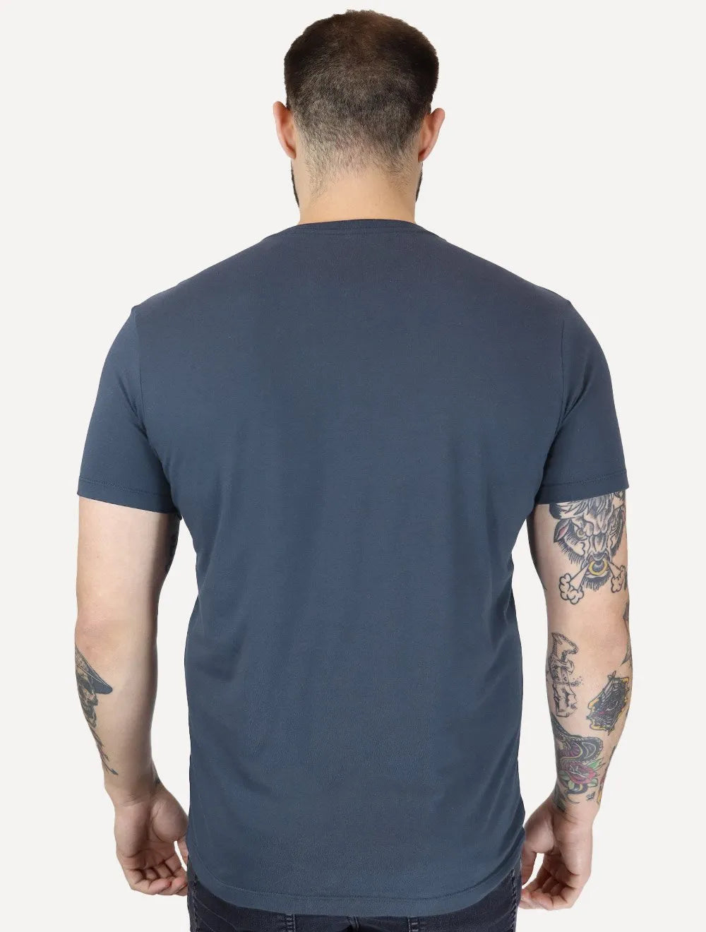 Camiseta Guess Masculina Los Angeles Logo Block Azul Marinho