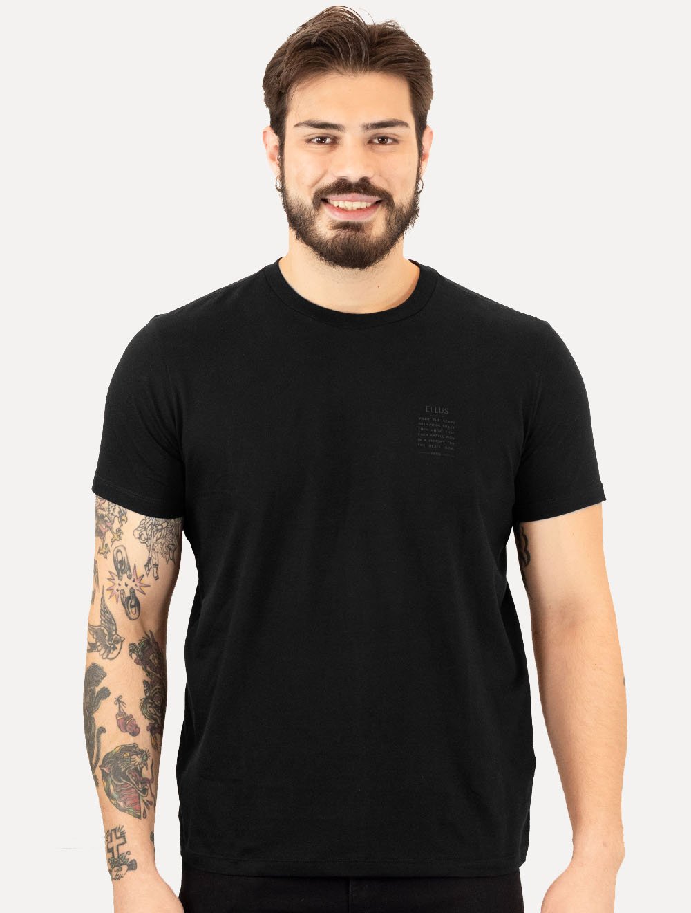 Camiseta Ellus Masculina Cotton Fine Originals Classic Rebel Soul Preta