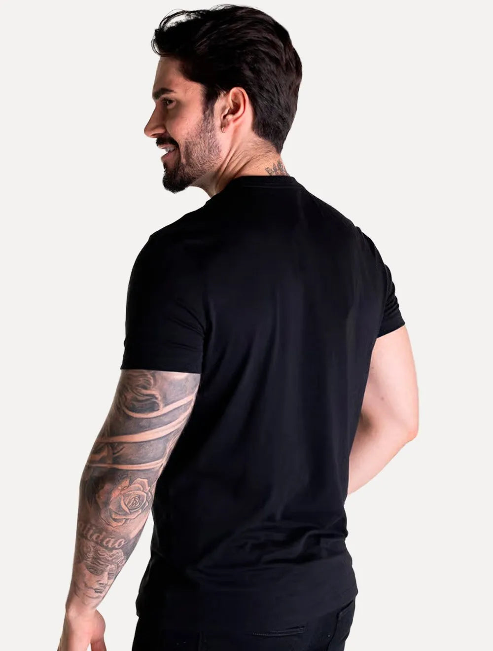 Camiseta Ellus Masculina Pima Cotton Mirror Classic Preta
