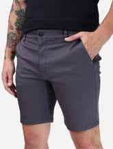 Bermuda K&J Black Masculina Casual Flex Cetim Chumbo