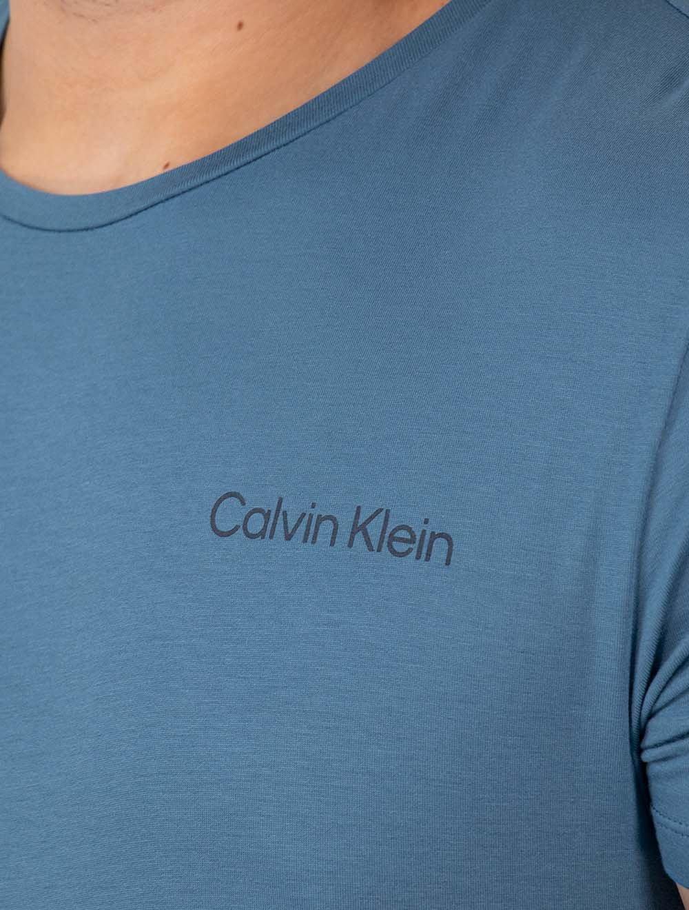 Pijama Calvin Klein Short Curto Viscolight Xadrez Logo Azul Médio