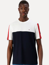 Camiseta Tommy Hilfiger Masculina Piquet Global Stripe Colourblock White Marinho
