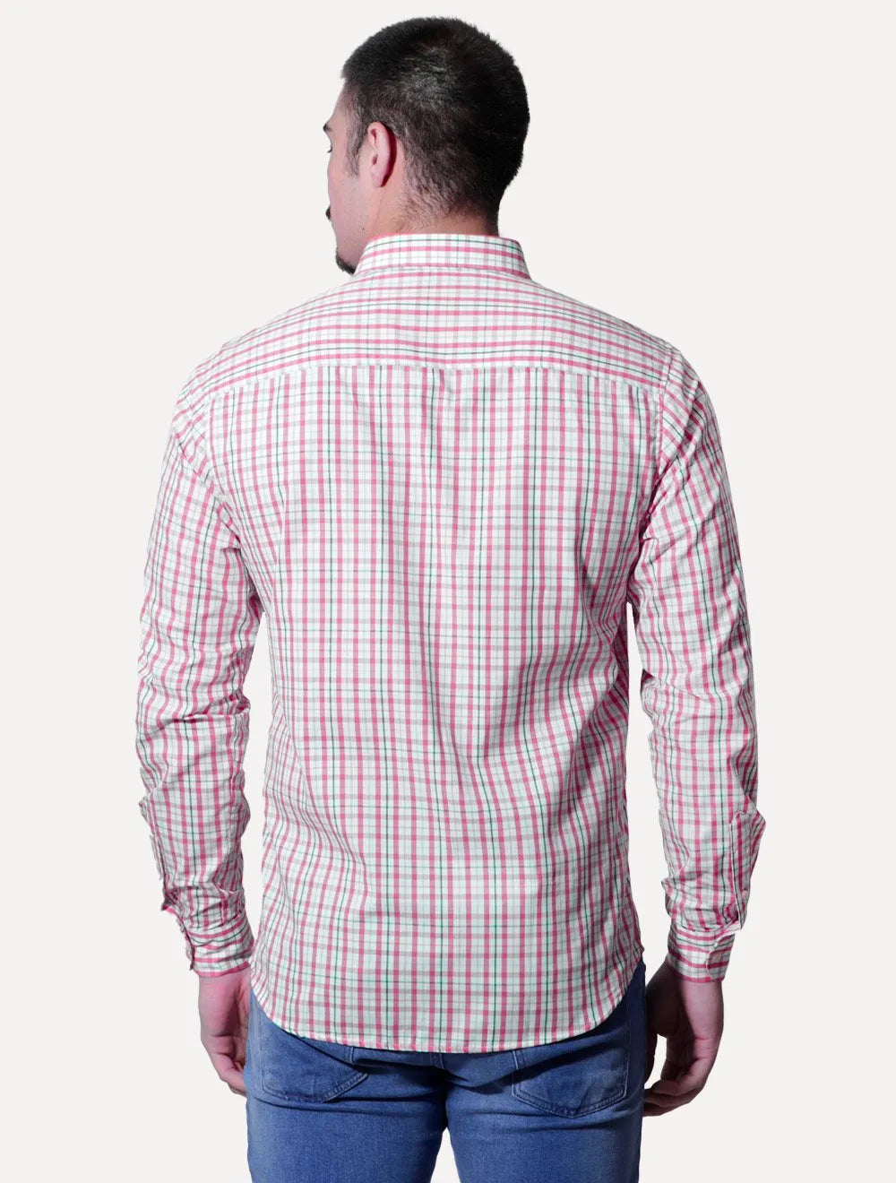 Camisa Ralph Lauren Masculina Custom Fit Atenas Xadrez Coral/Branca