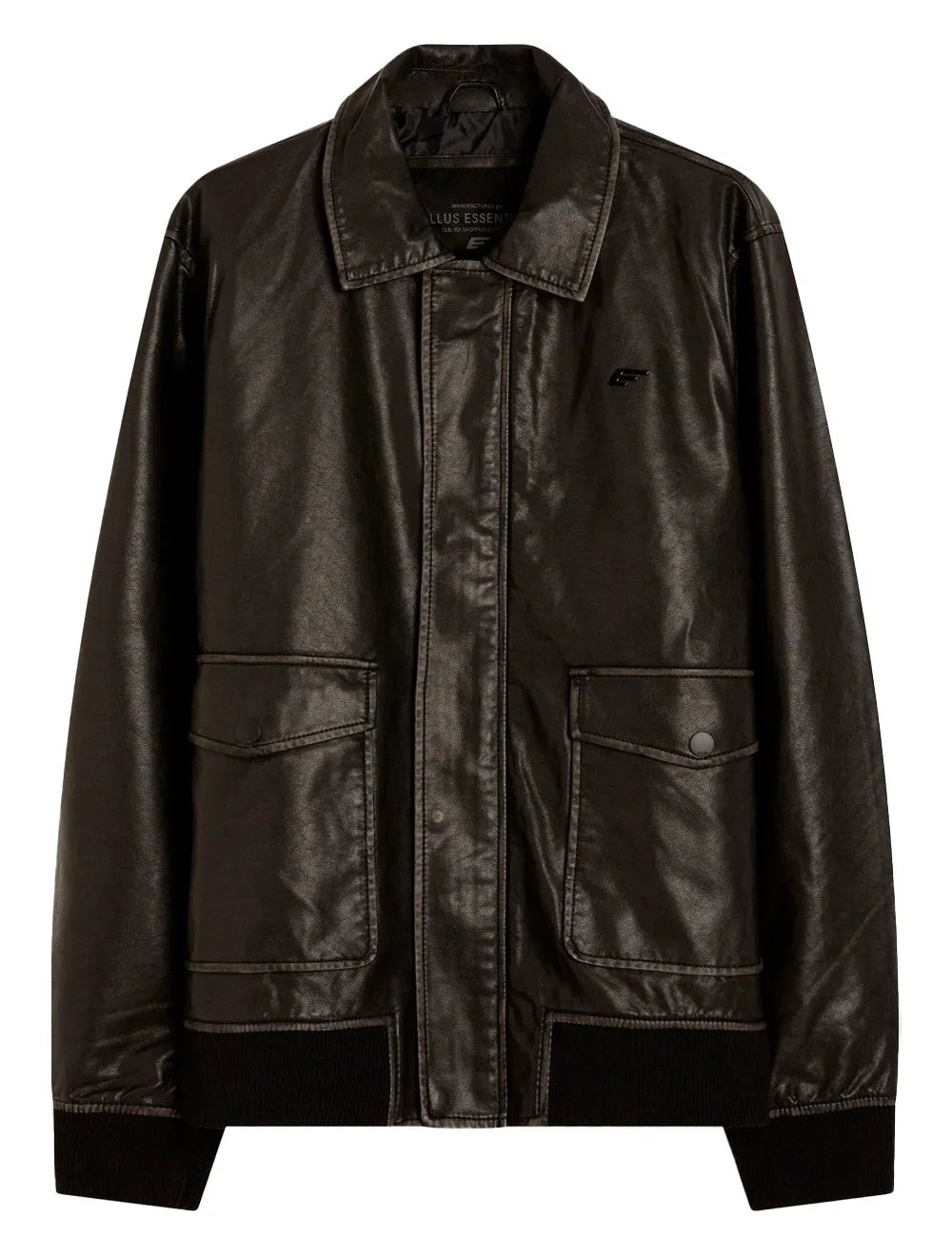 Jaqueta Ellus Masculina PU Leather Washed New Aviator Marrom Café