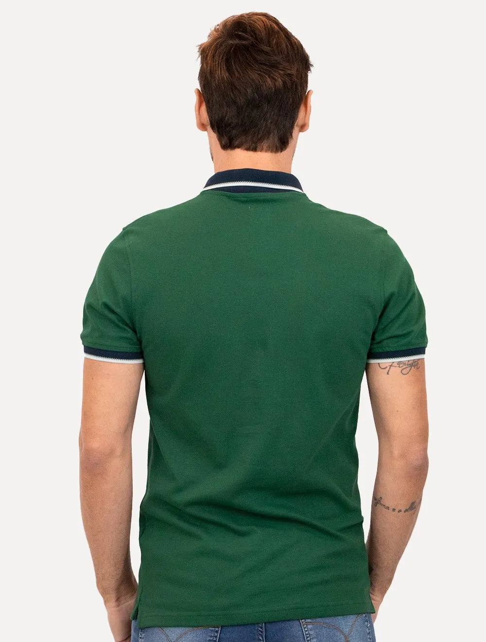 Polo Levis Masculina Slim Housemark Dewy Tipping Verde