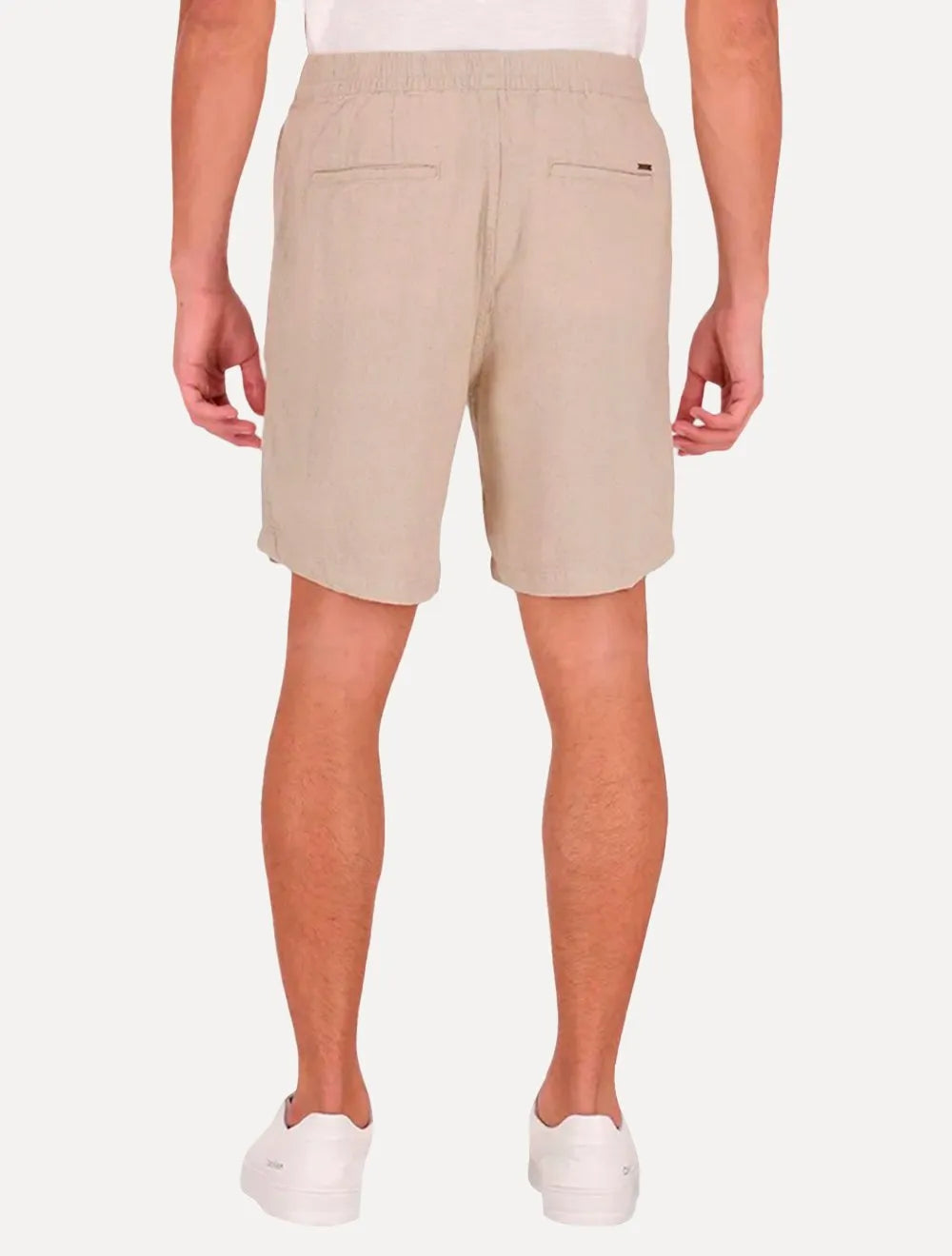 Short Calvin Klein Masculino Elástico Linen Cáqui Médio