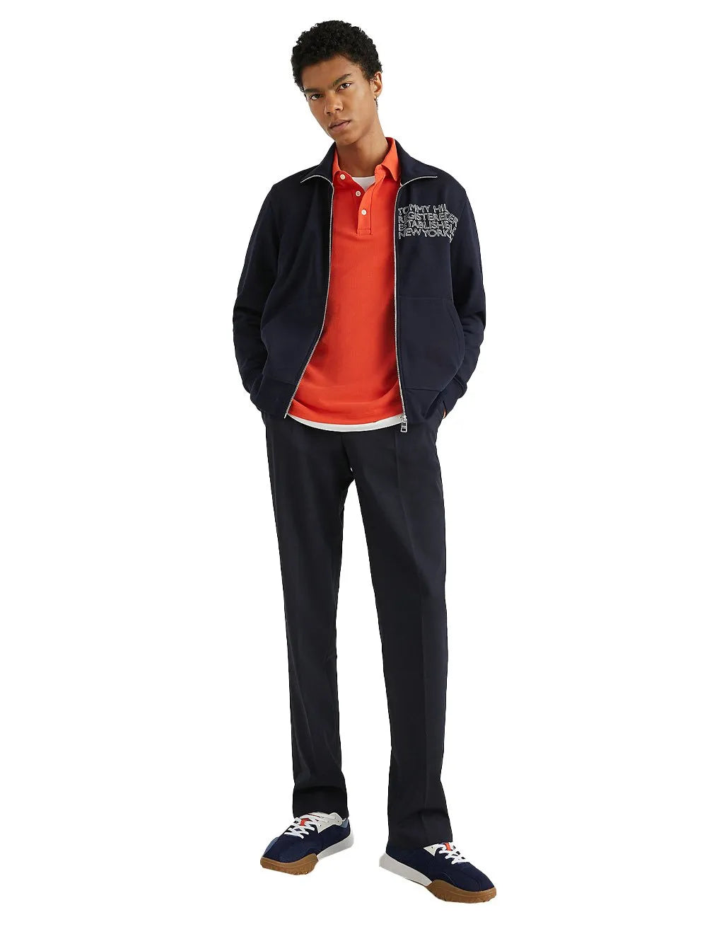 Moletom Tommy Hilfiger Masculina Badged Graphic Zip Through Azul Marinho