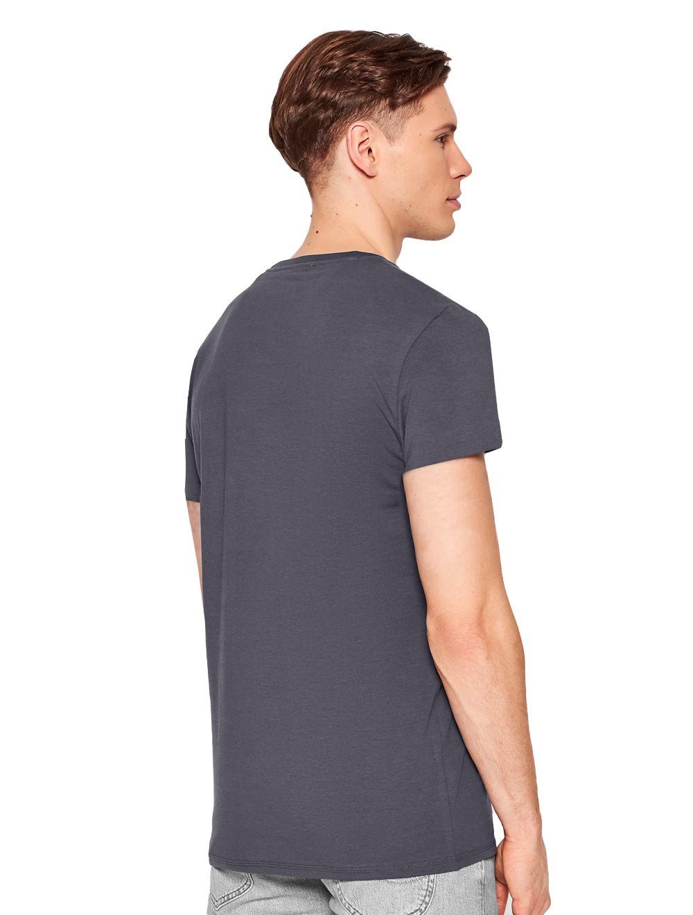 Camiseta Guess Masculina Light Small Silk Logo Cinza Médio