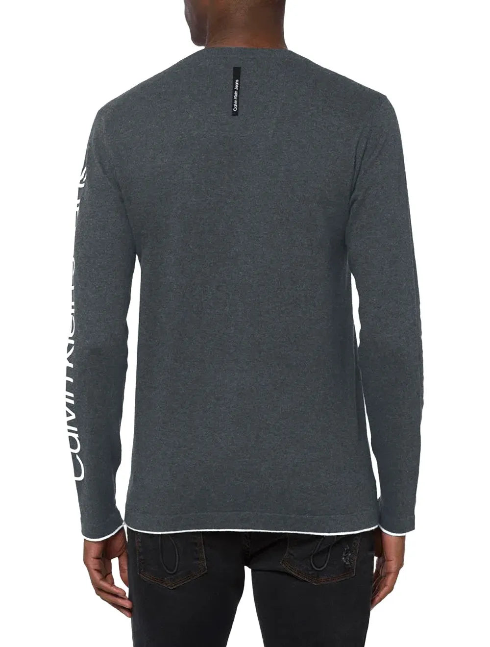 Suéter Calvin Klein Jeans Tricot Arm Logo Chumbo