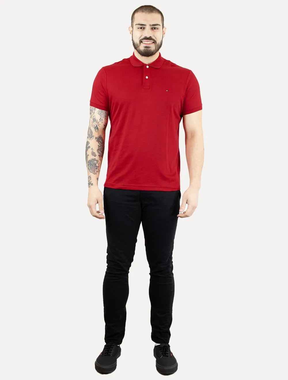 Polo Tommy Hilfiger Masculina Malha Liquid Cotton Seasonal Vermelha