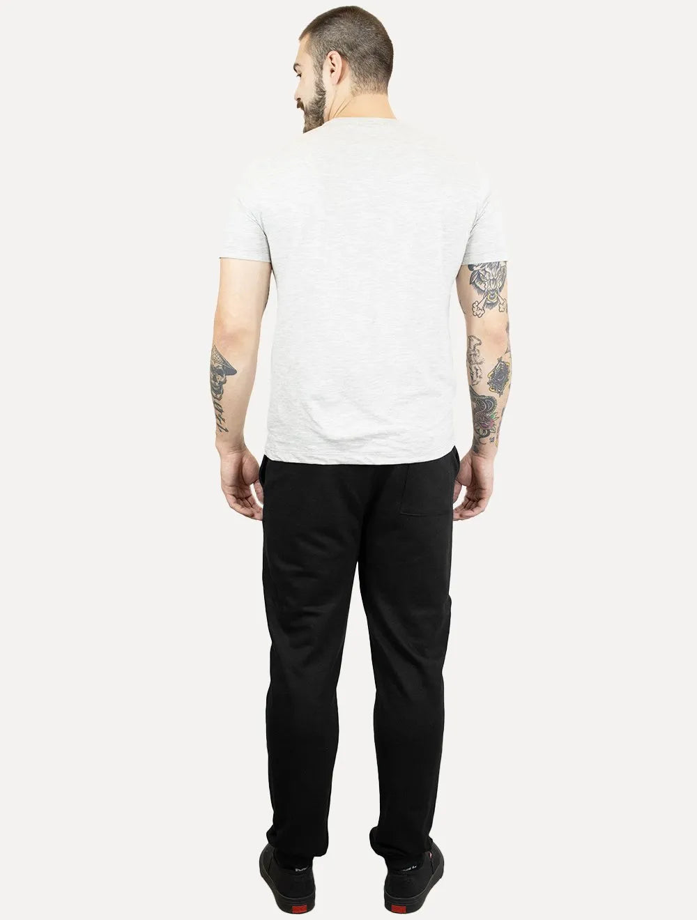 Calça Tommy Jeans Moletom Masculina Side Flag Preta