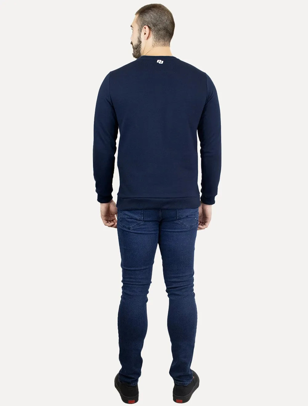 Moletom Colcci Masculino Comfort Crewneck Mirrored Logo Azul Marinho