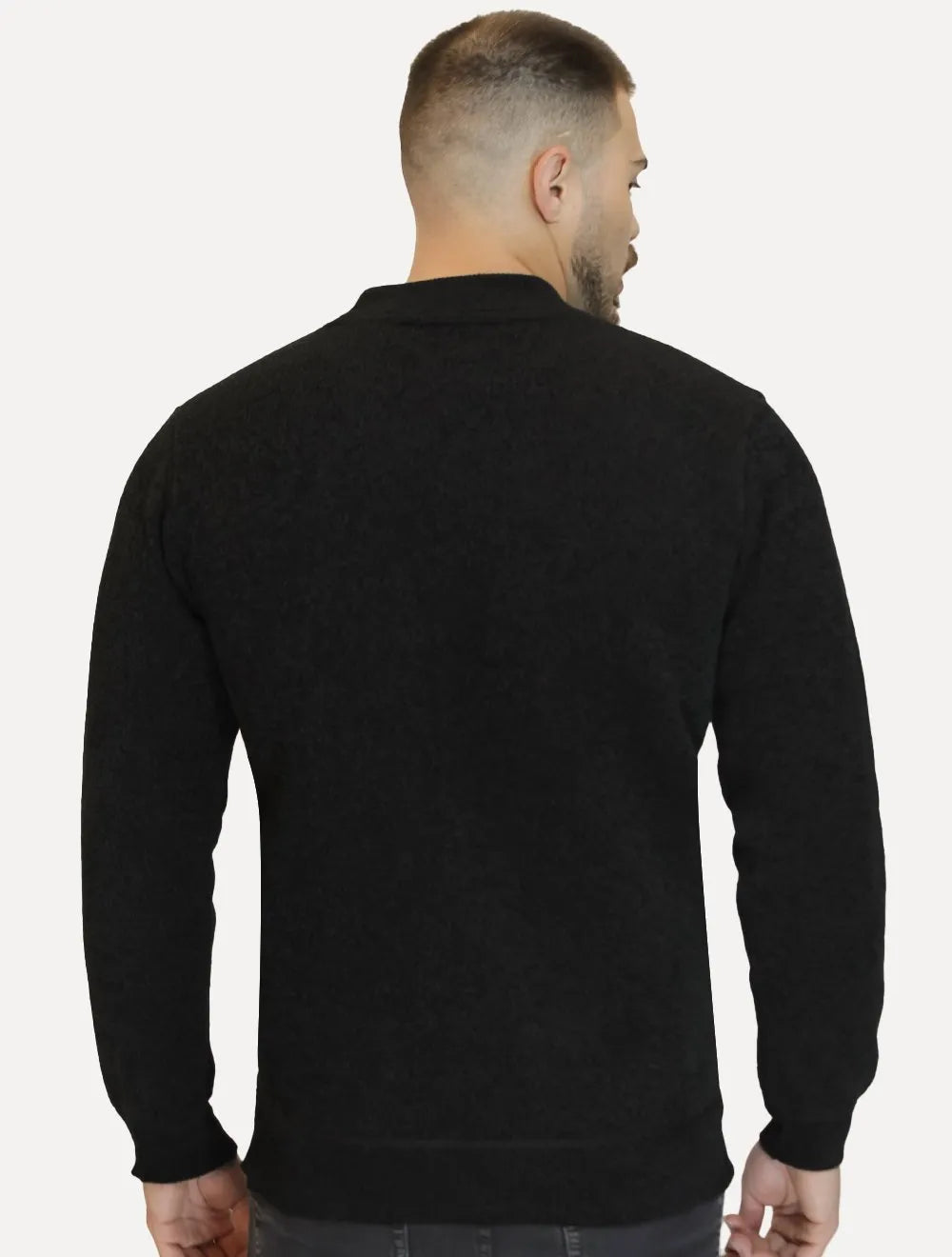 Suéter Dixen Masculino Slim Gola Média Preto Mescla