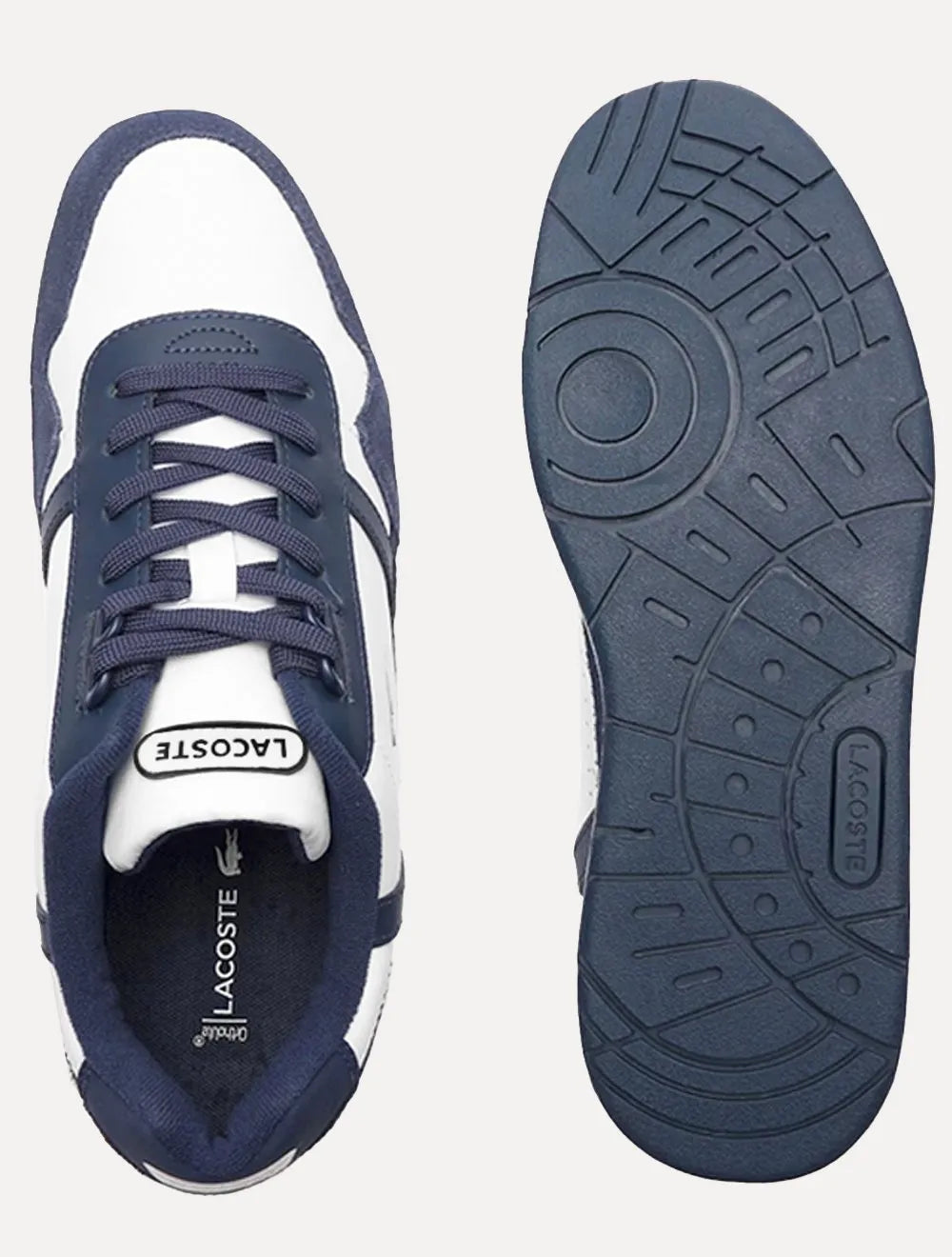 Tênis Lacoste Masculino Couro T-Clip Wht/Nvy Branco