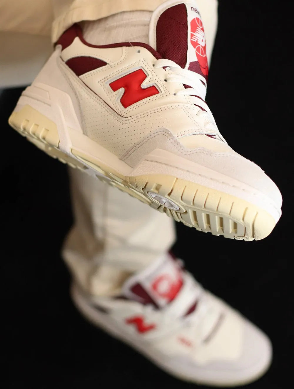 Tênis New Balance Masculino Casual 550 Dark Red Cáqui Claro