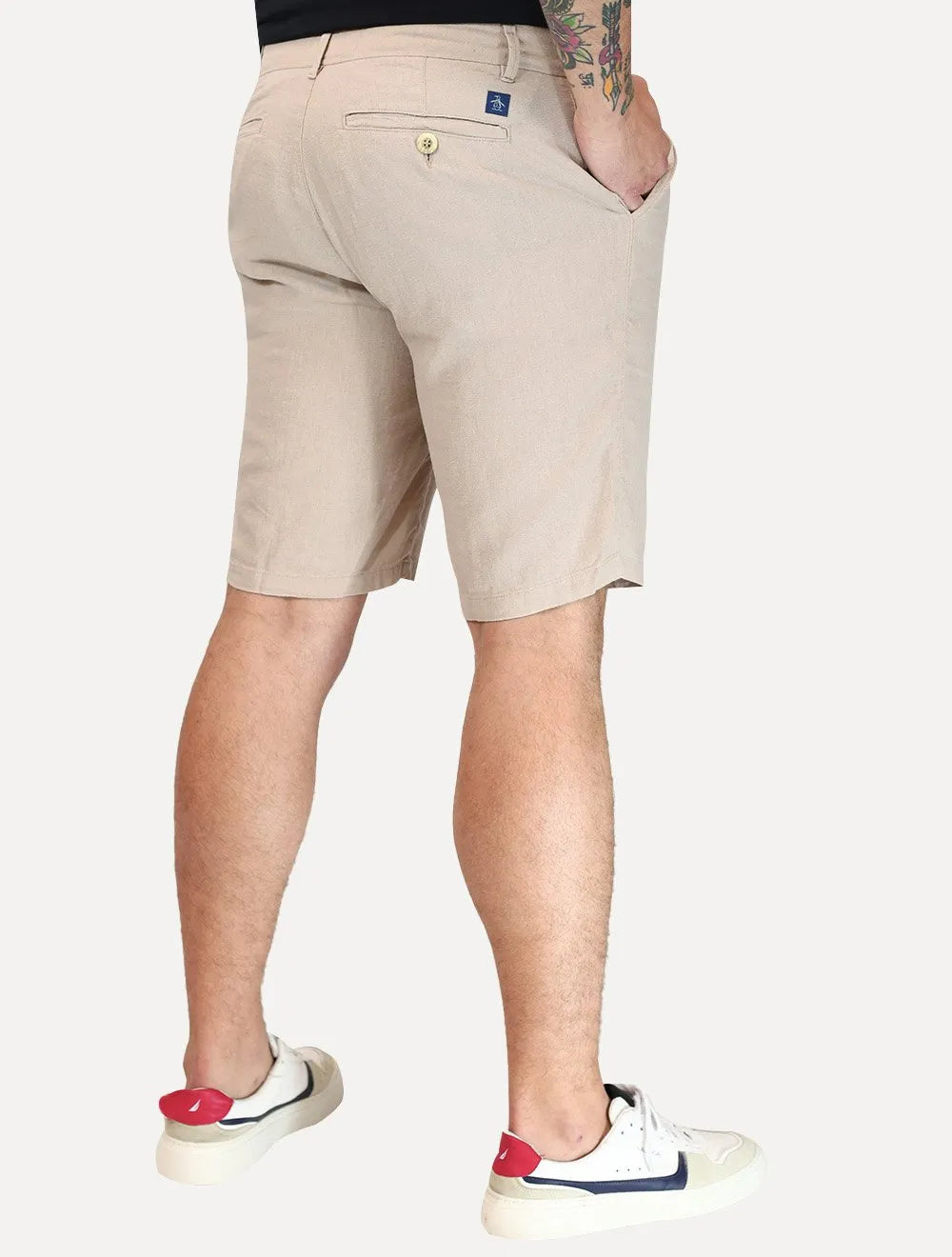 Bermuda Original Penguin Masculina Chino Stretch Linho Cáqui