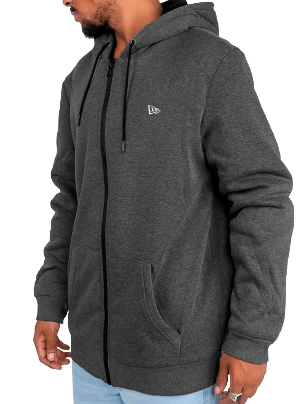 Moletom New Era Essentials Full-Zip Hoodie Branded Cinza