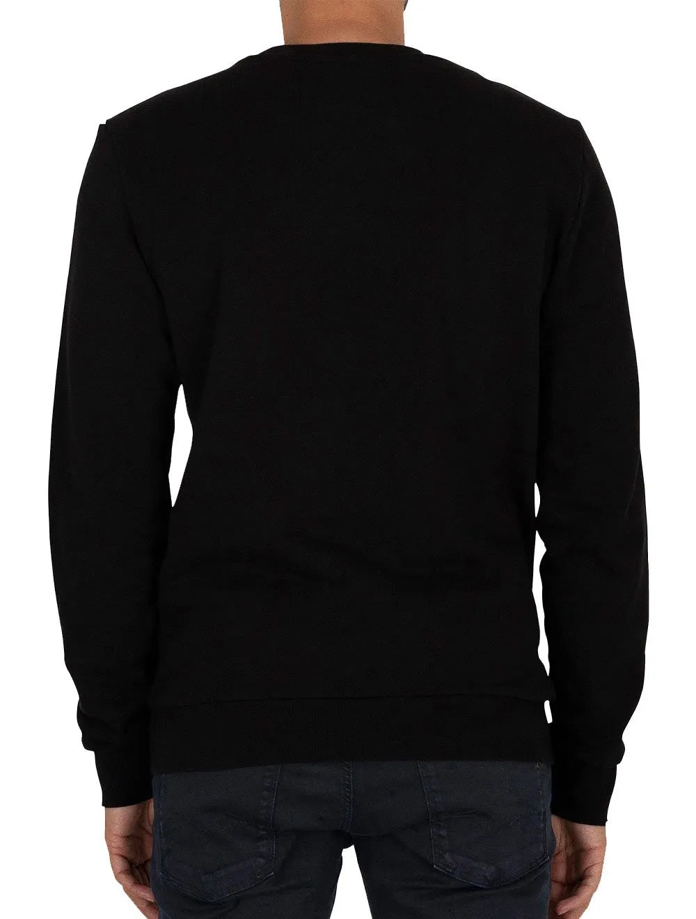 Moletom Replay Masculino Crewneck Brand Stripes Preto