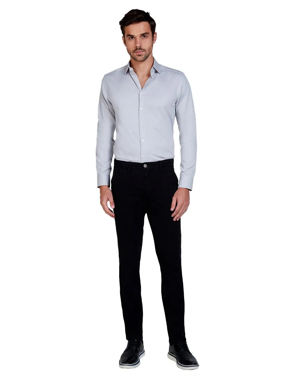 Calça Dudalina Masculina Sarja Slim Faca Color Preta