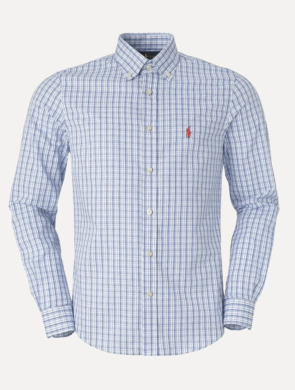 Camisa Ralph Lauren Masculina Custom Fit Turim Xadrez Azul