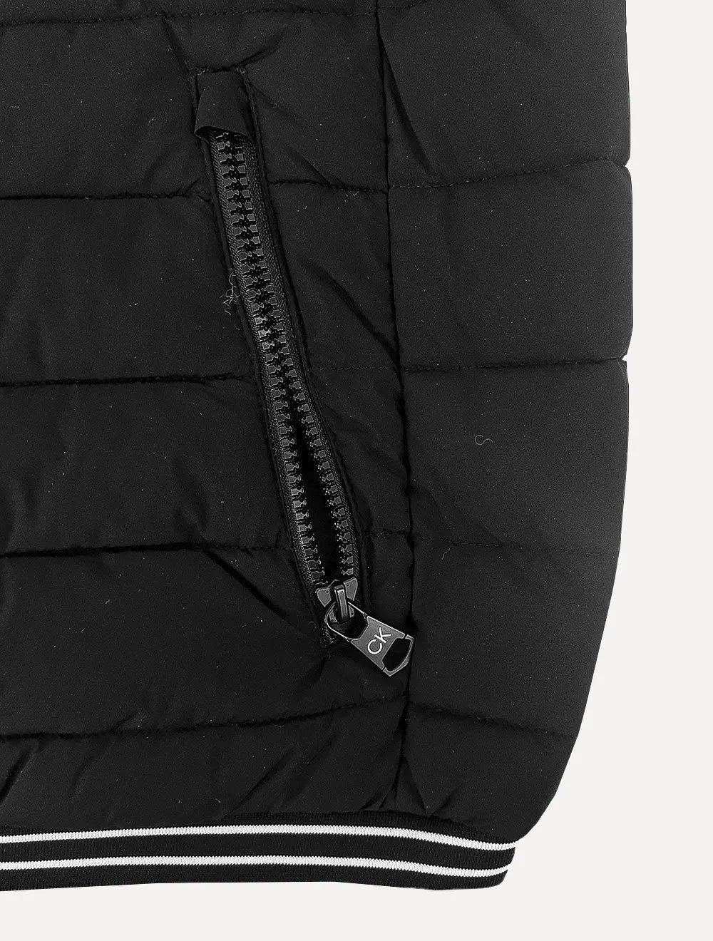 Jaqueta Calvin Klein Hoodie Matelassê Stripes Preta