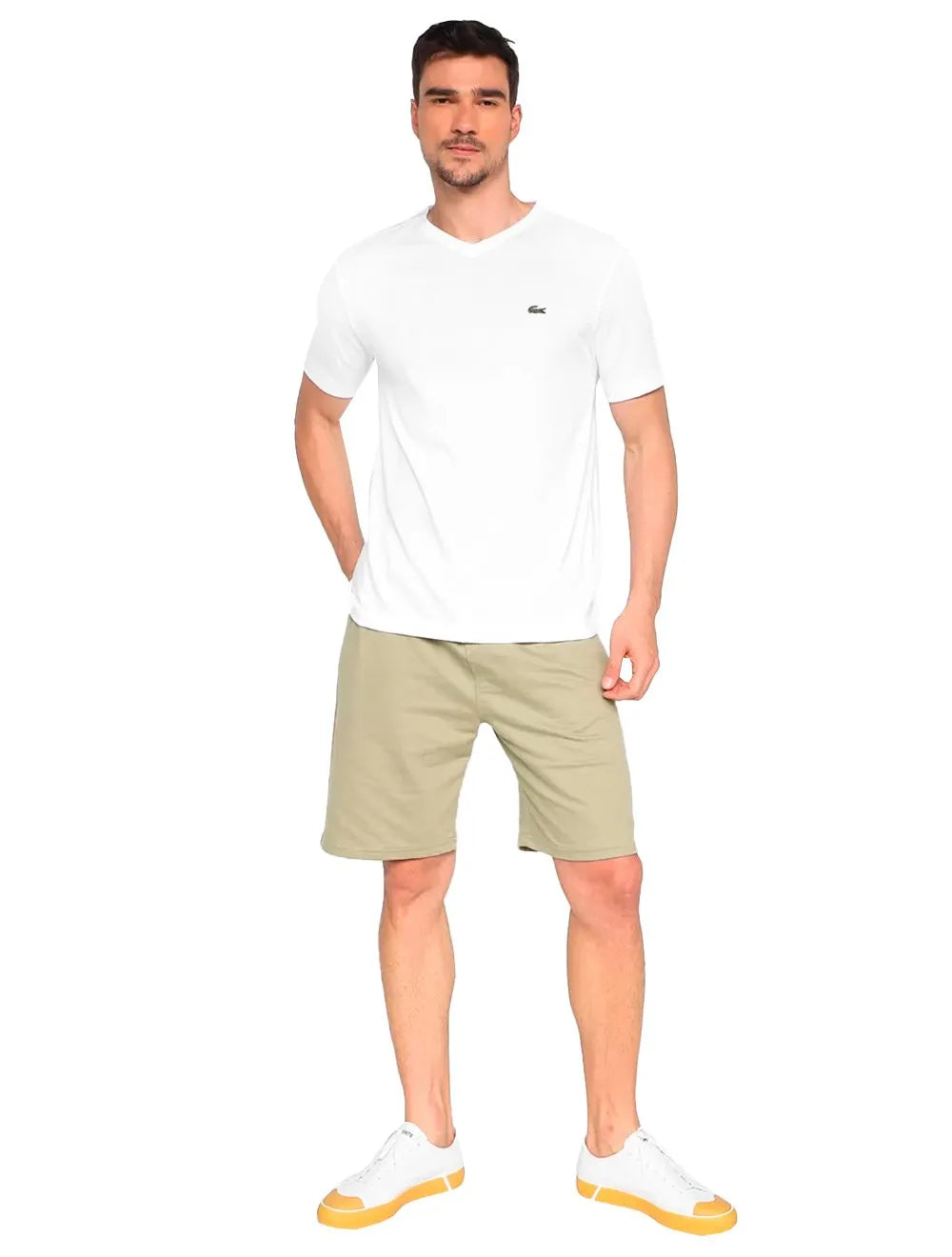Camiseta Lacoste Masculina Sport Ultra-Dry V-Neck Branca