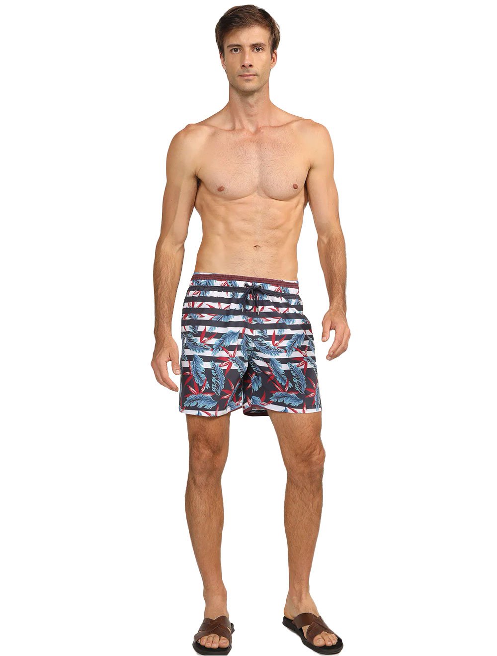 Short Dudalina Masculino D'Água Striped Floral Azul Marinho