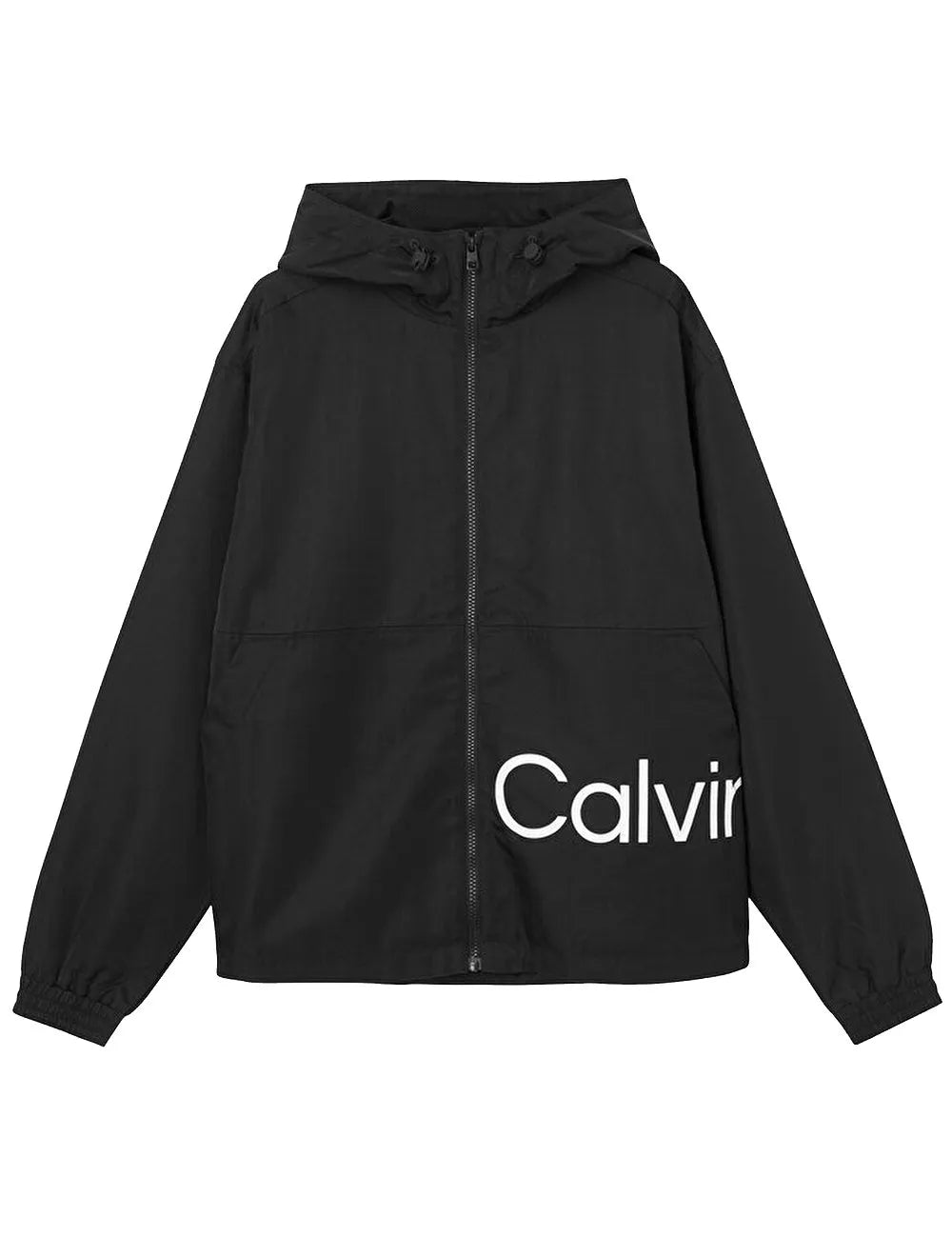 Jaqueta Calvin Klein Jeans Masculina Hoodie Colorblock Lateral Logo Preta