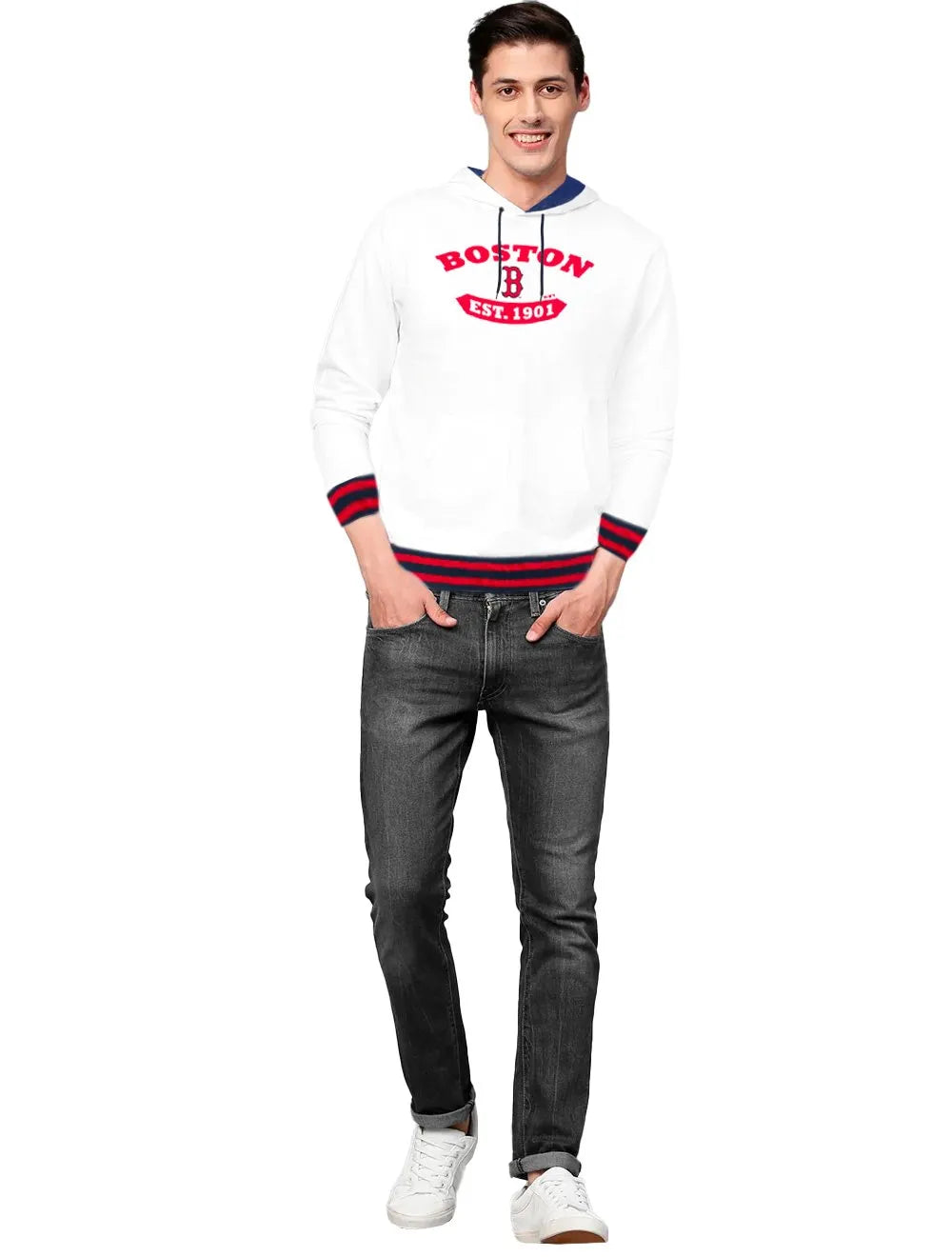 Moletom New Era Masculino Hoodie College Rounded Boston Red Sox Branco