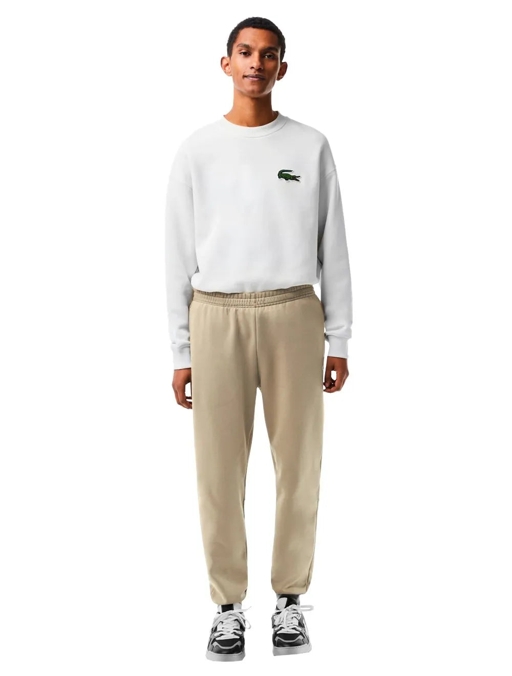 Calça Lacoste Masculina Moletom Sport Cotton Fleece Croco Cáqui
