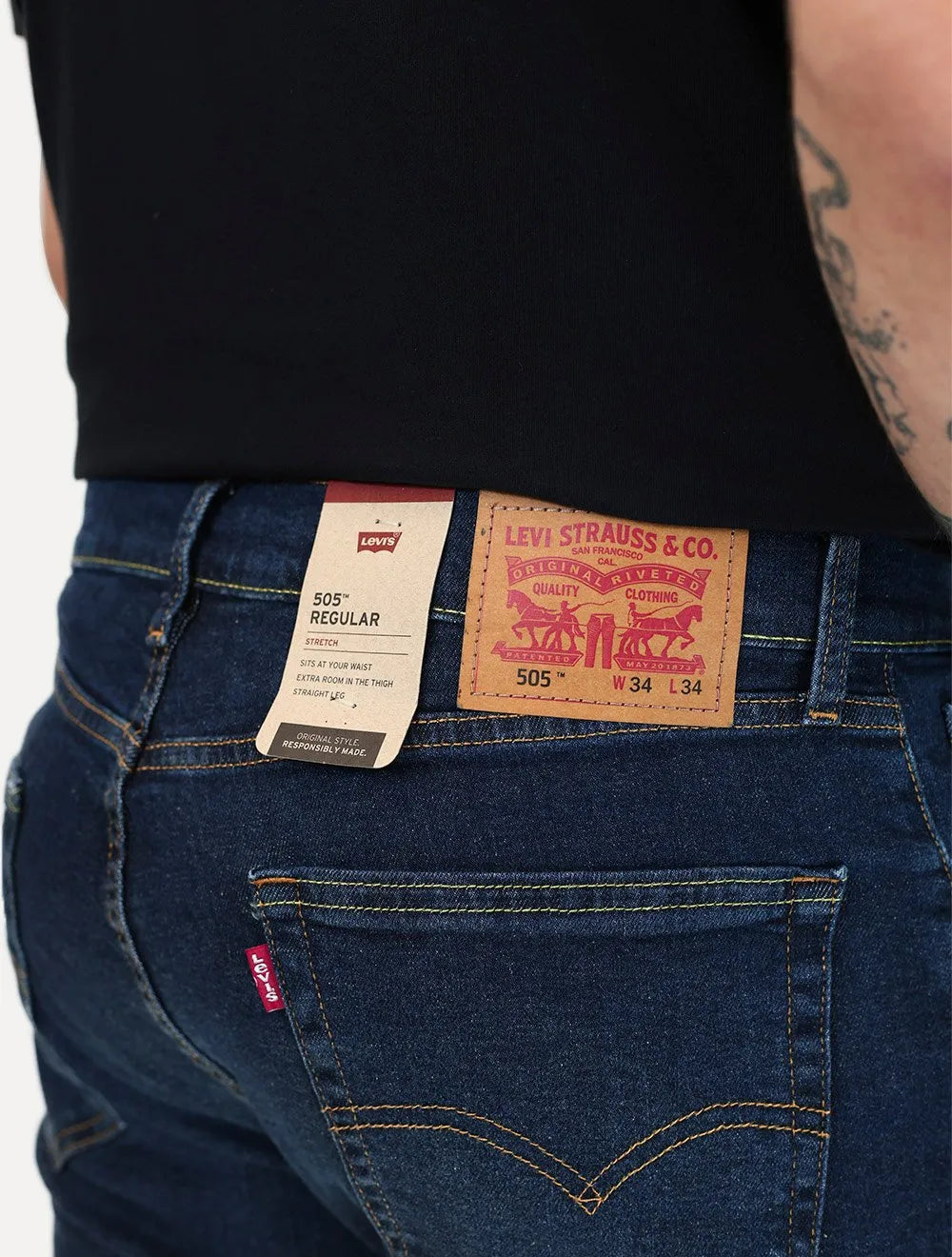 Calça Levis Jeans Masculina 505 Regular Blue Dark