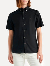 Camisa Tommy Hilfiger Masculina Manga Curta Regular Core Oxford Preta