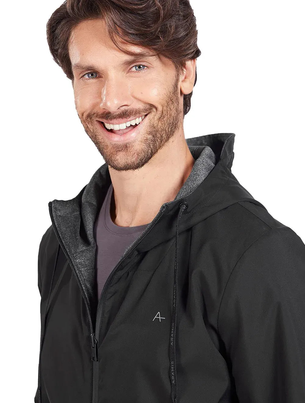 Jaqueta Aramis Masculina Nylon Dupla Face Hoodie Liquid Repeller Preta