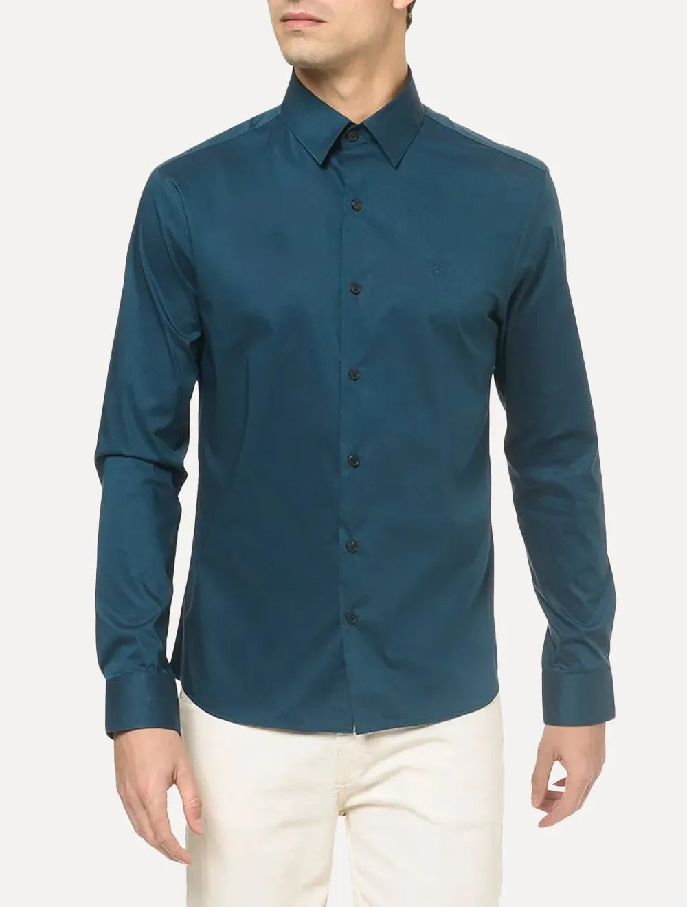 Camisa Calvin Klein Masculina Slim Cannes Essential Azul Marinho
