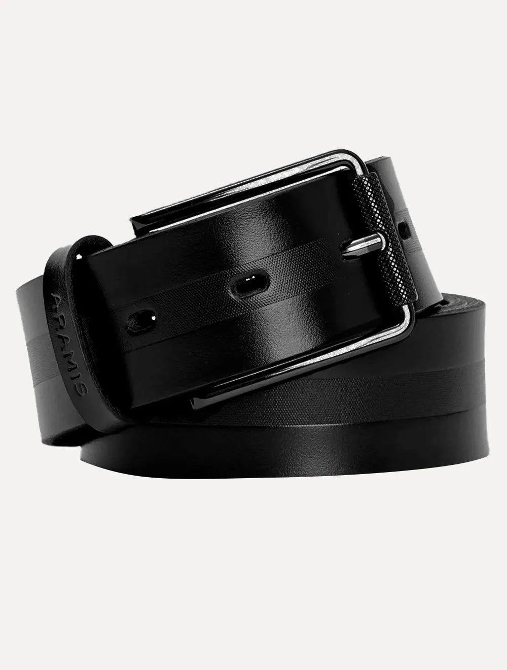 Cinto Aramis Masculino Basico Couro Pinstripe Preto