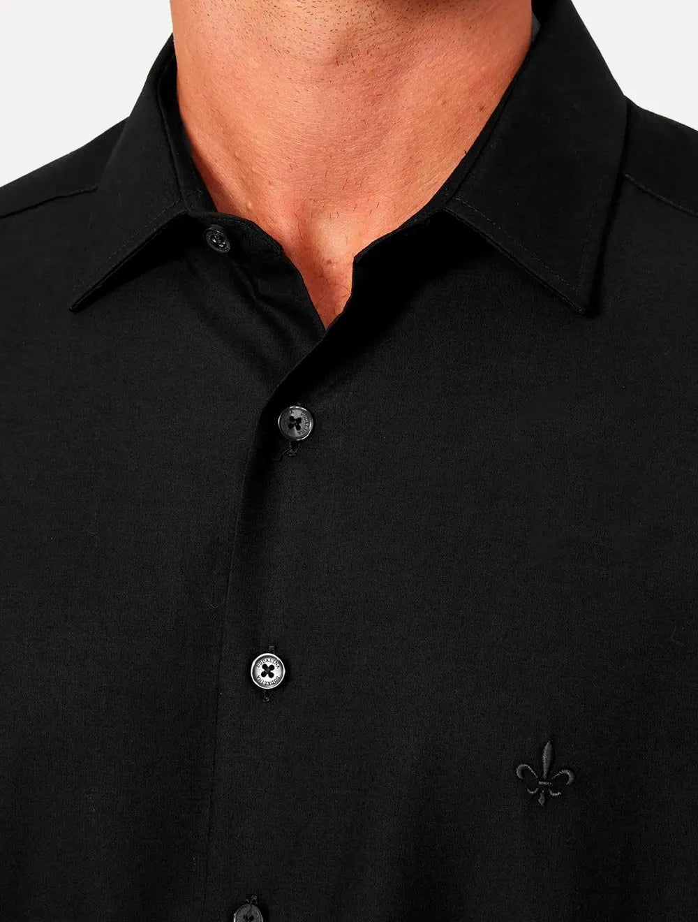 Camisa Dudalina Masculina Slim Tricoline Lisa Preta