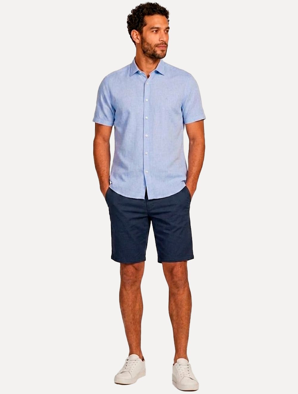 Camisa Aramis Masculina Manga Curta Slim Algodão Willis Azul Claro