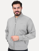 Jaqueta Calvin Klein Masculina Bomber Logo Full Zip Cinza Claro