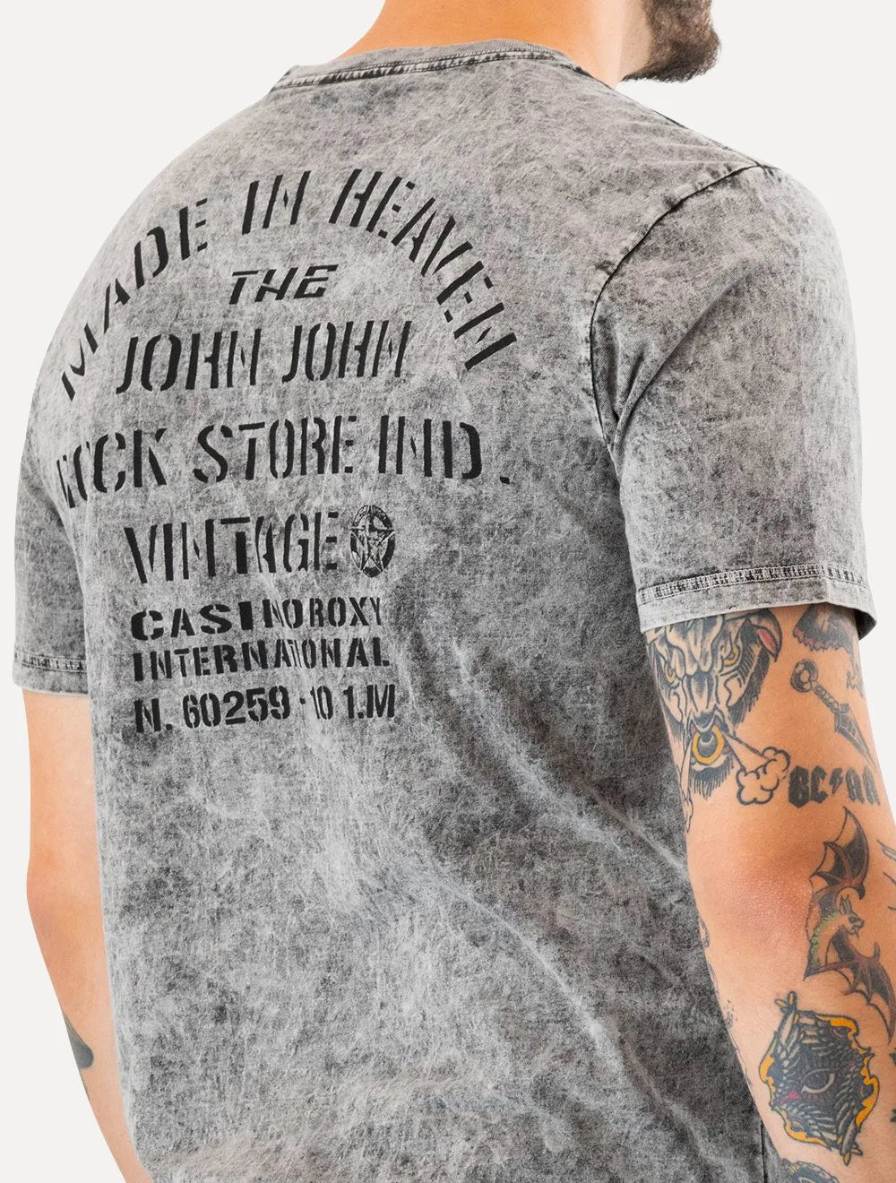 Camiseta John John Masculina Regular Vintage Rock Store Cinza Mescla
