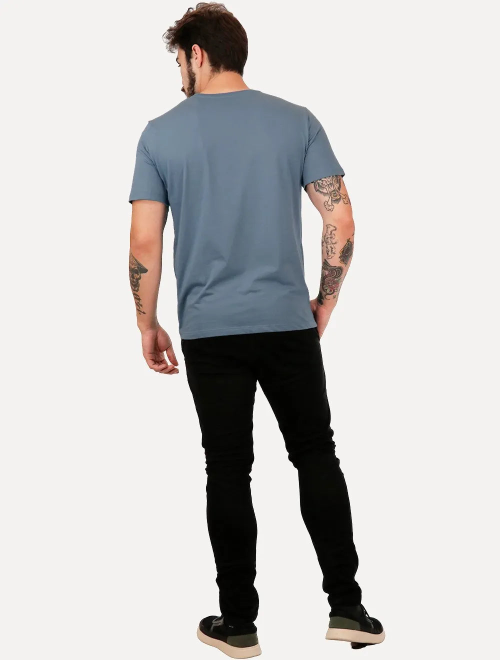 Camiseta Dudalina Masculina Essentials Modal Logo Azul Médio