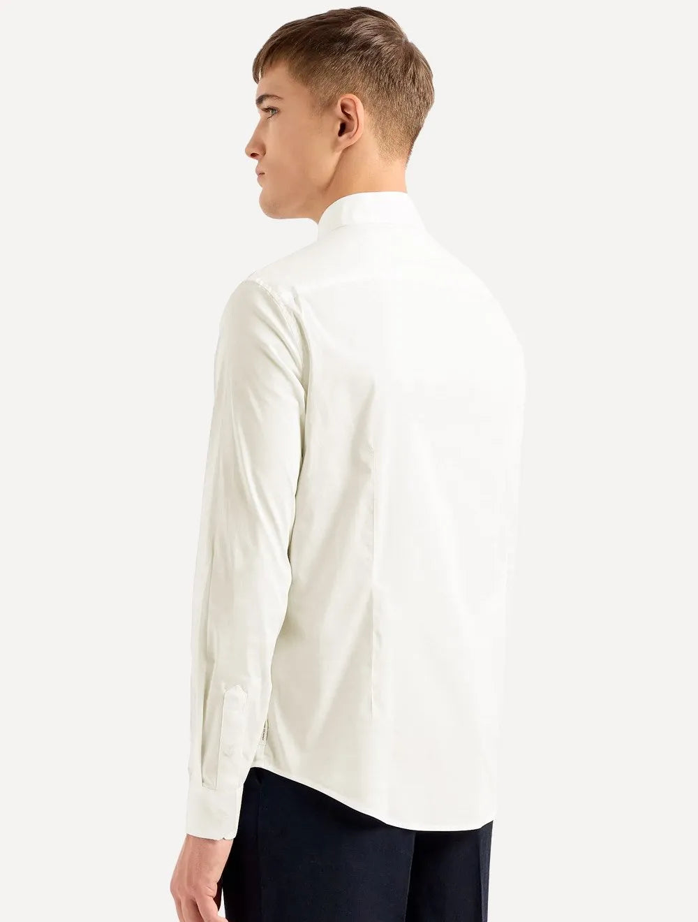 Camisa Armani Exchange Masculina Cotton Slim Fit Mono Logo Off-White