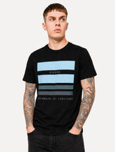 Camiseta Guess Masculina Block Gradient Blue Logo Preto