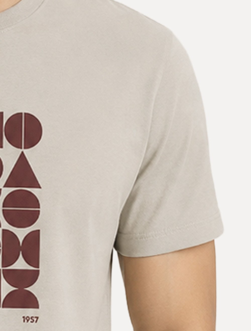 Camiseta Dudalina Masculina Comfort Estampada Geo Letters Cáqui Claro