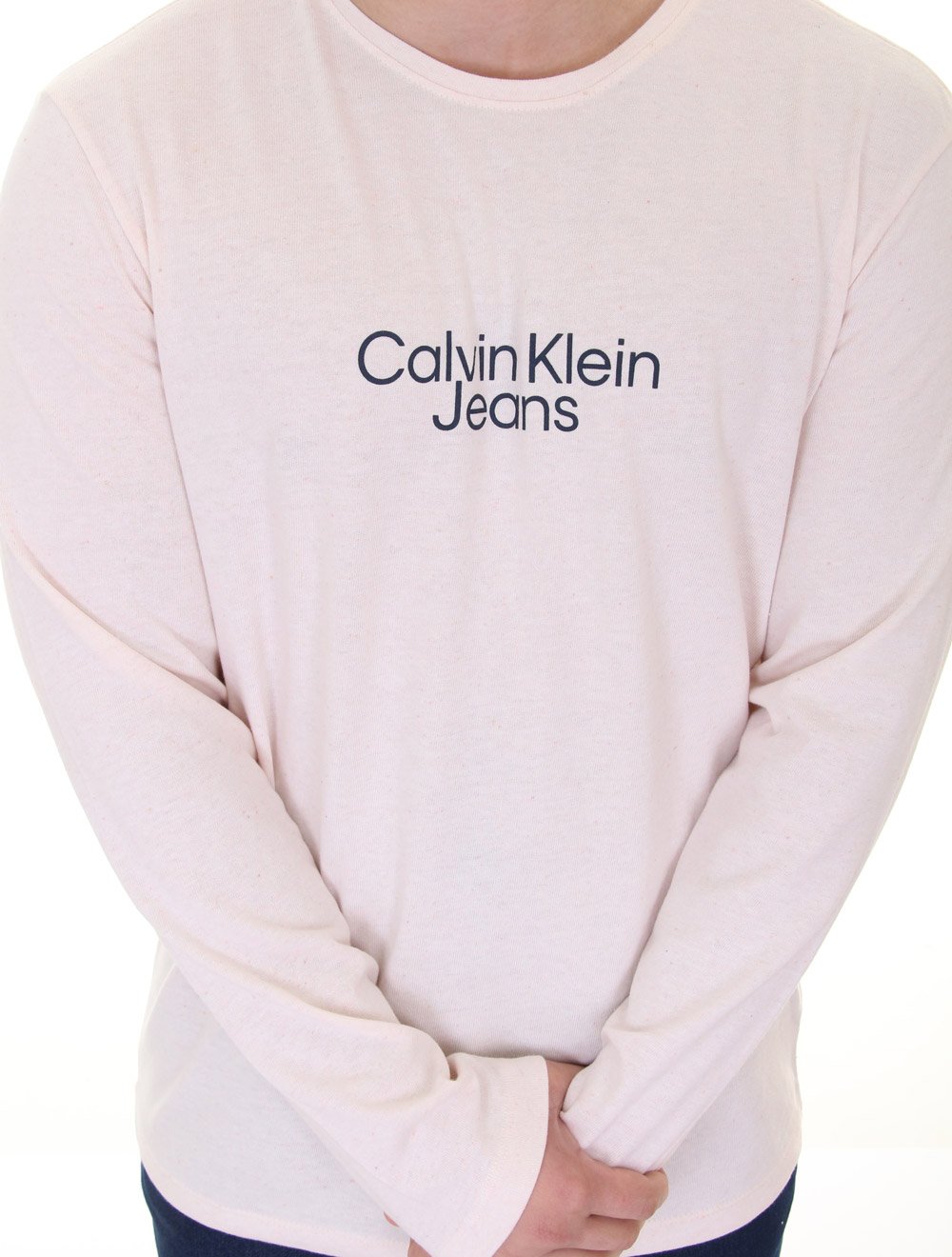 Camiseta Calvin Klein Jeans Masculina Manga Longa Sustainable Off-White