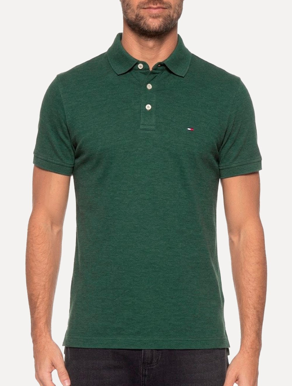 Camisa Polo Tommy Hilfiger Masculina Slim Piquet 1985 Verde Folha