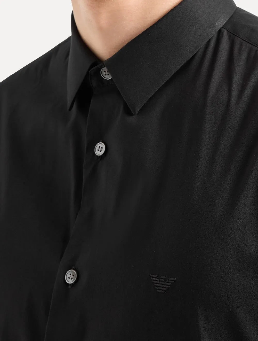 Camisa Empório Armani Masculina Stretch Embroidered Mono Logo Preta