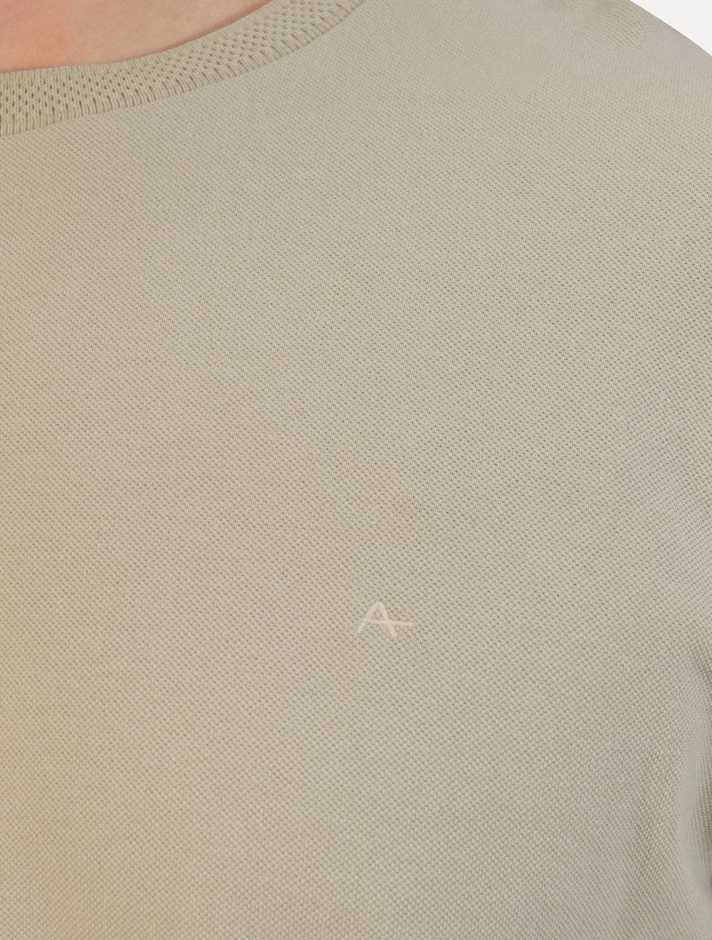 Camiseta Aramis Masculina Piquet Gola Retilinea Textura Cáqui Claro