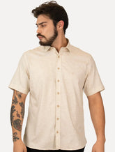 Camisa Dudalina Masculina Comfort Superfine Cotton Areia Mescla