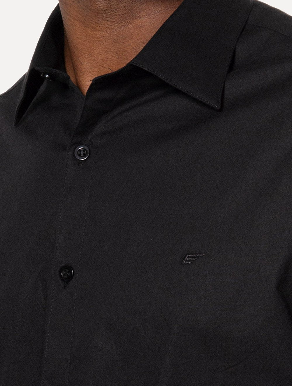 Camisa Ellus Masculina Tricoline LY Slim Italian Preta