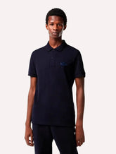 Polo Lacoste Masculina Regular Piquet Quilted Crocodile Badge Azul Marinho